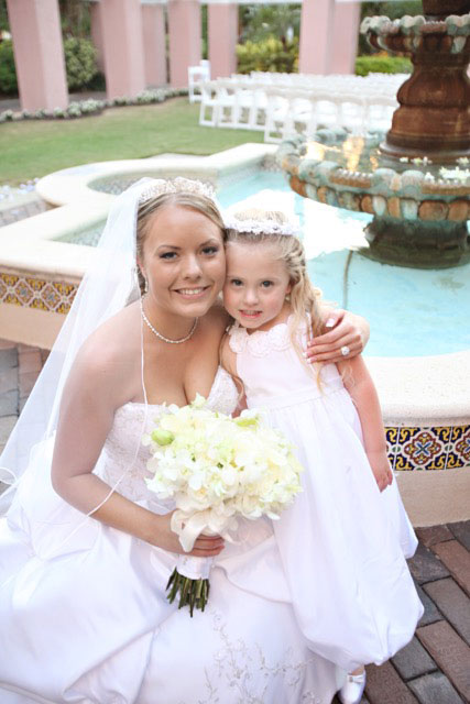 Beautiful Bride with flower girl